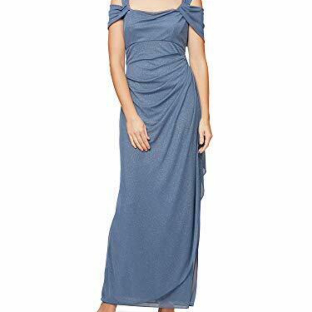 NWT Dusty Blue Glitter Evening Dress